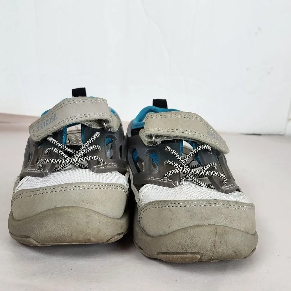 Osh Kosh B'gosh Sport Sandals Toddler Boys 7M Closed Bump Toe Washable Blue Gray